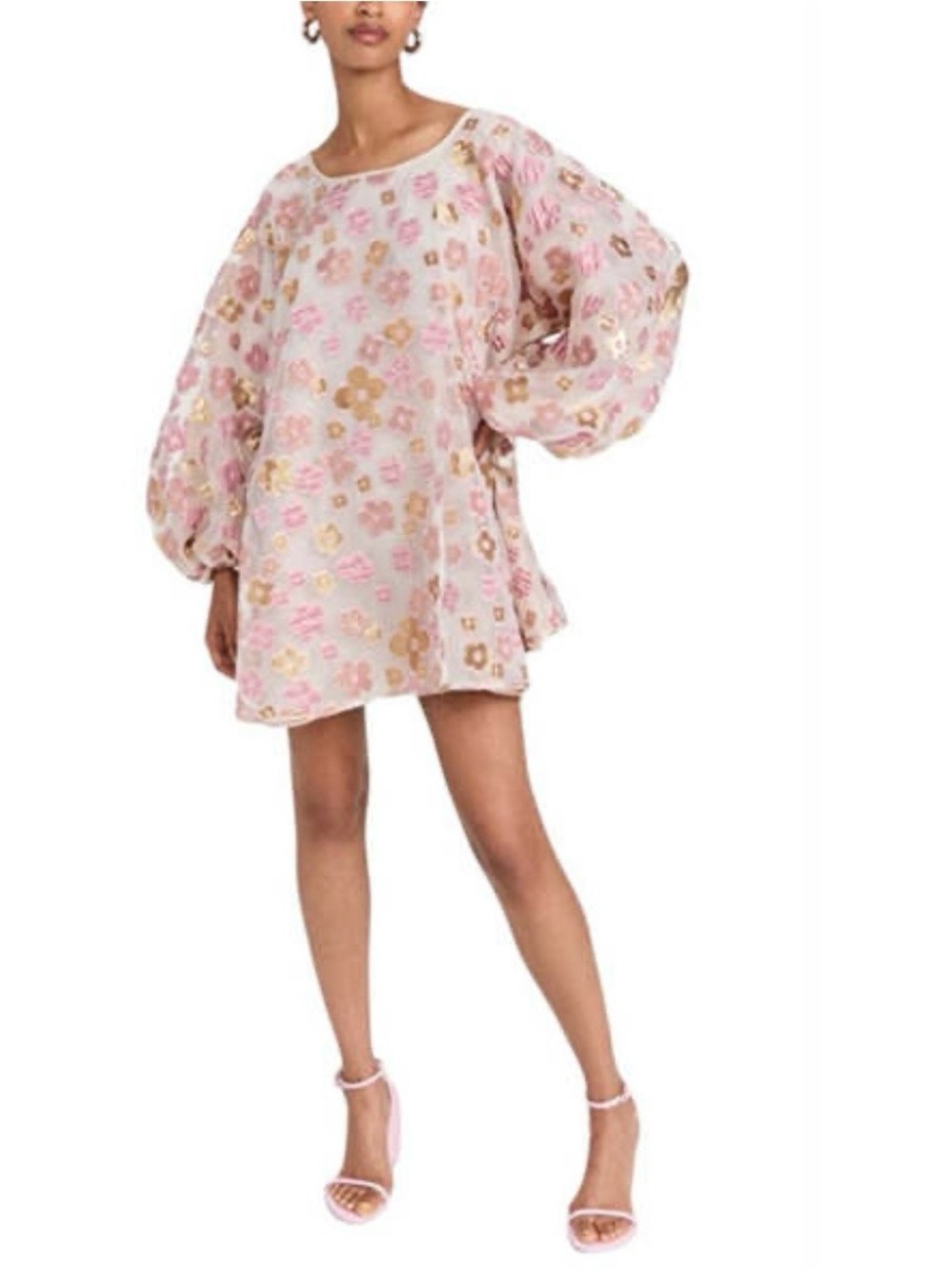 Arianne Elmy Pink and Gold Floral Good Luck Dress XL